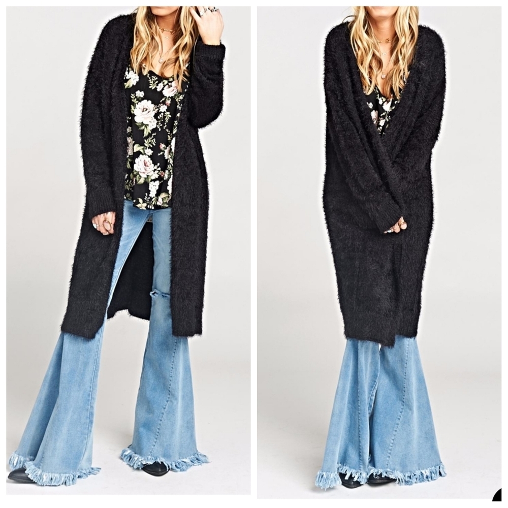 Show Me Your MuMu Bader Cardigan fuzzy black bear